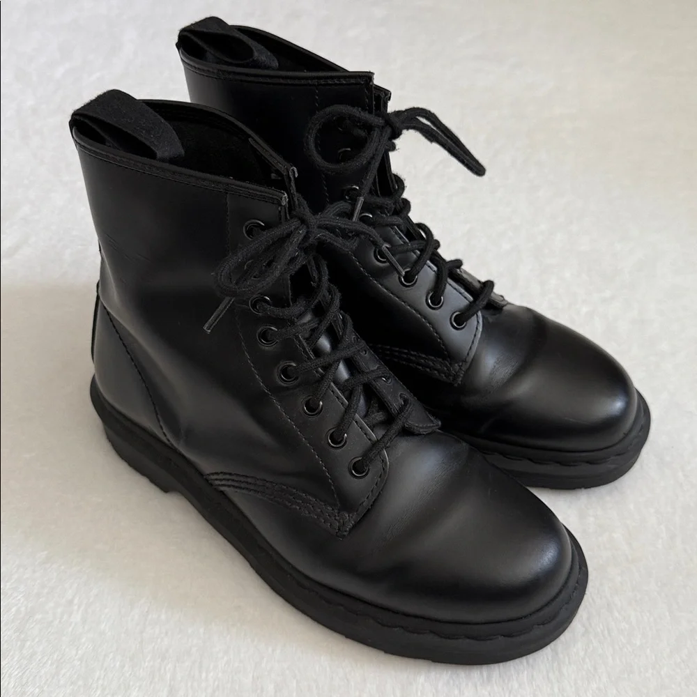 Dr. Martens Black Leather Lace-Up Combat Boots